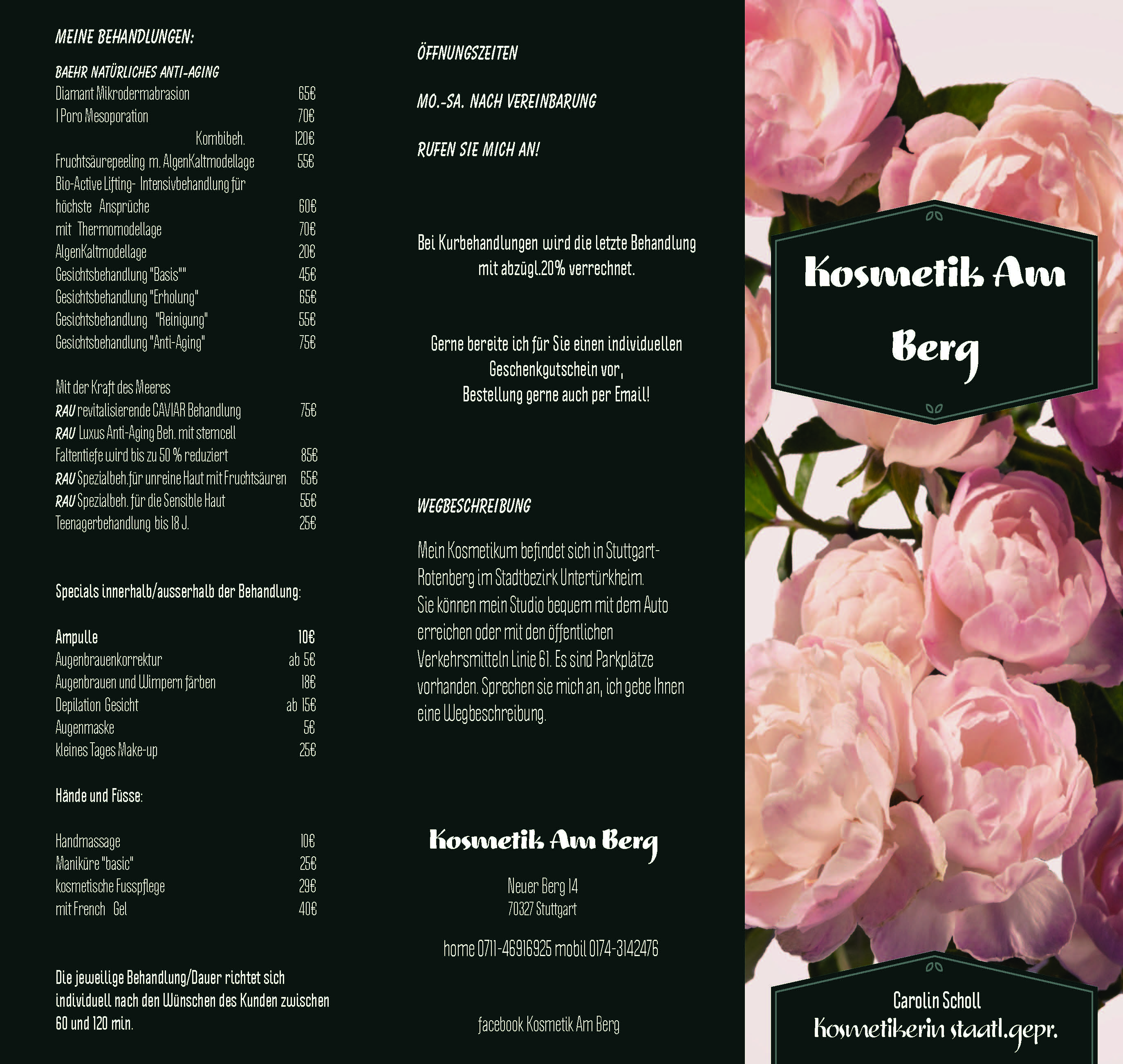 Kosmetik Am Berg Flyer Seite 1 Kosmetik Am Berg